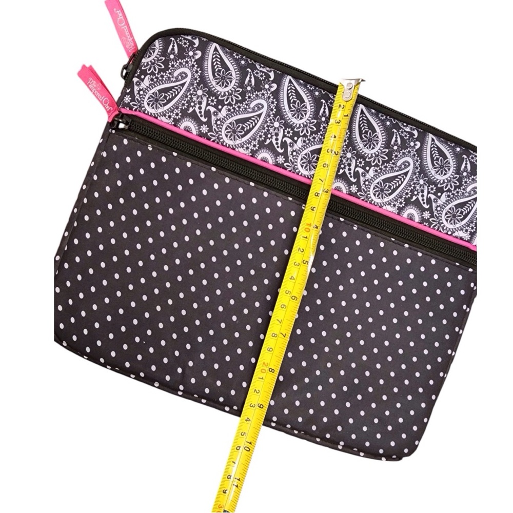 PAMPERED CHEF Tablet Case - Padded Black Pink Polka Dot Paisley Zip Pouch ipad - Picture 5 of 8